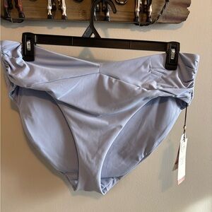 CALIA Women's Mid Rise Shirred V Front Swim Bottom